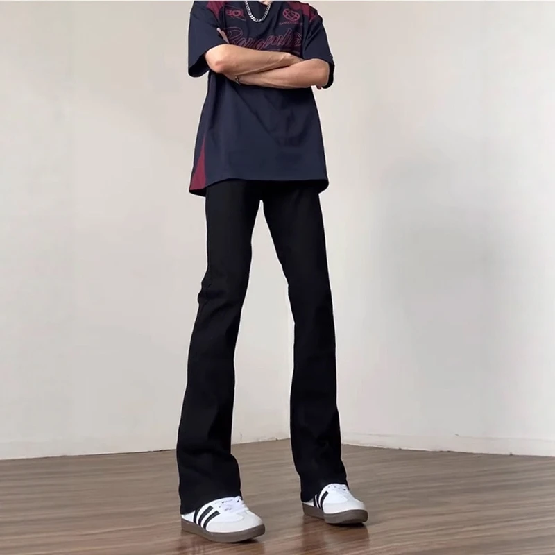 

Джинсы Cleanfit Spring Autumn Bla Knife с прямыми штанинами, мужские, в американском стиле, уличный стиль, зауженный крой, низкая посадка, на шнурке