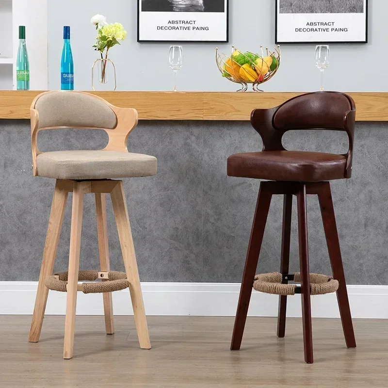 Light Luxury Solid Wood Bar Chair -VIP Custom Modern Minimalist with Rotating Backrest, Elevate Your Bar Life chairs for events