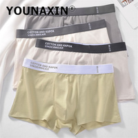 YOUNAXIN 4 Pcs Men's Large Size Underwear Cotton Boxer Briefs Breathable Underwear Shorts Boy Sports Underwear L XL 2XL 3XL 4XL