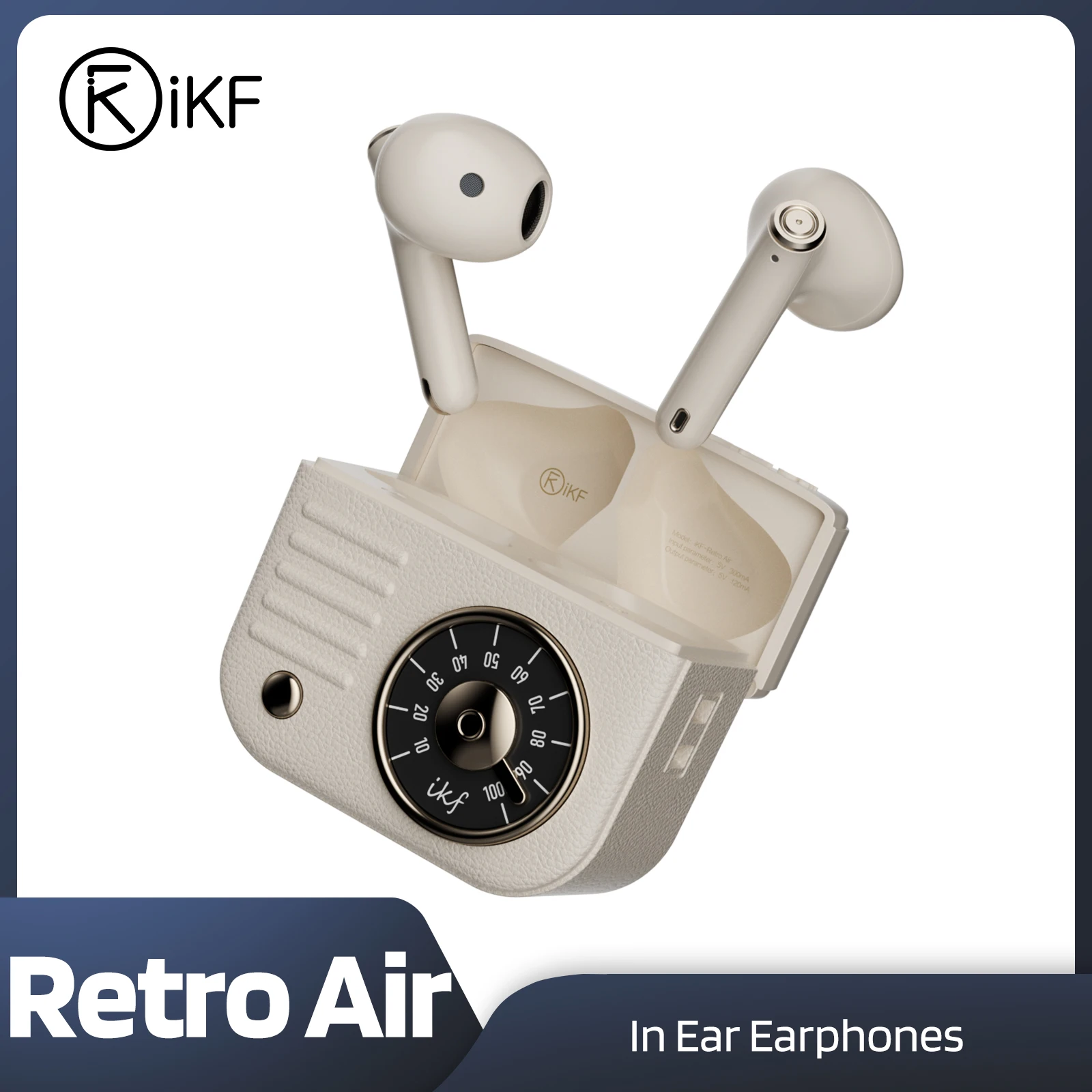 IKF-Retro Air Wireless Bluetooth Headphones with 4 ENC Microphone HiFi Music Earbuds Game Headset IPX5 Waterproof 36h Playtime