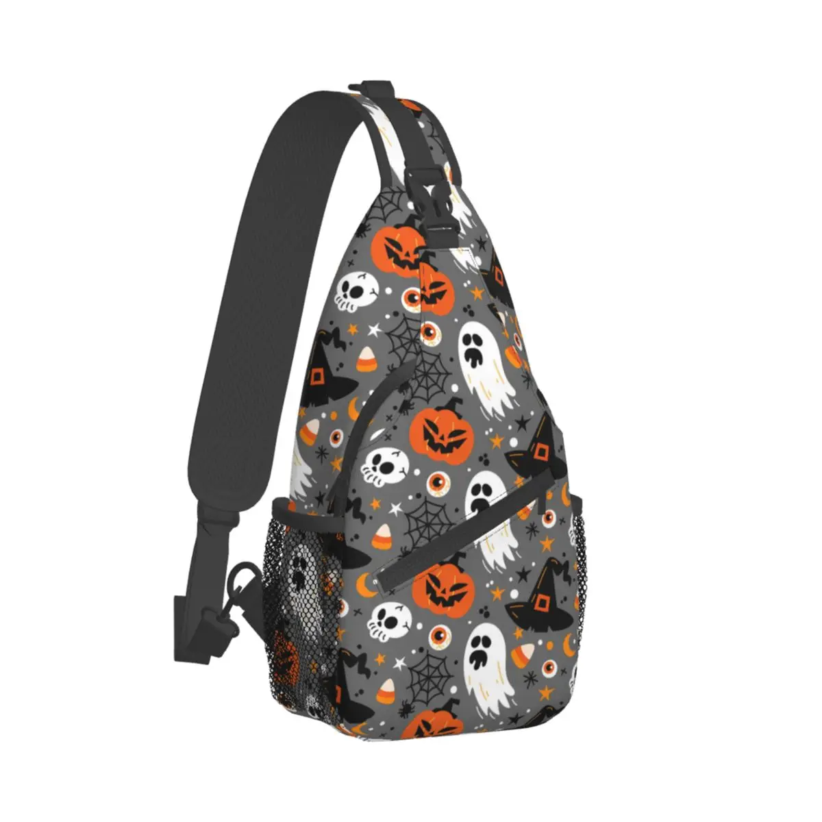 Witch Spider Web Crossbody Chest Bags Halloween Pockets Travel Pack Messenger Sports Teens Shoulder Bag Unisex