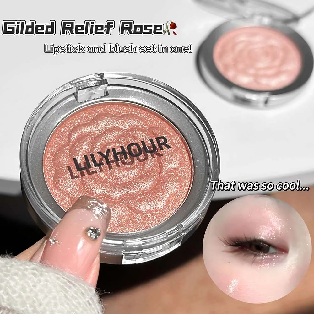 LILYHOUR Shimmer Multi-Use Face Palette Pearl Glow Blush Highlighter Eyeshadow Radiant Rose Pressed Powder Makeup