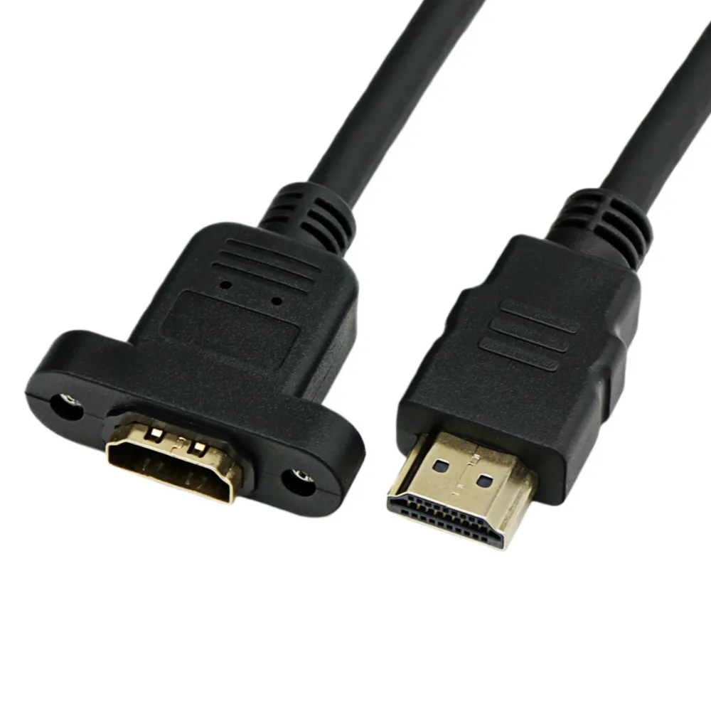 1pcs Gold Plated HDMI-Compatible Extension Cable Male to Female With Screw Panel Mount For 1080P PSP HDTV 0.3M/0.5M/0.6M/1.0M