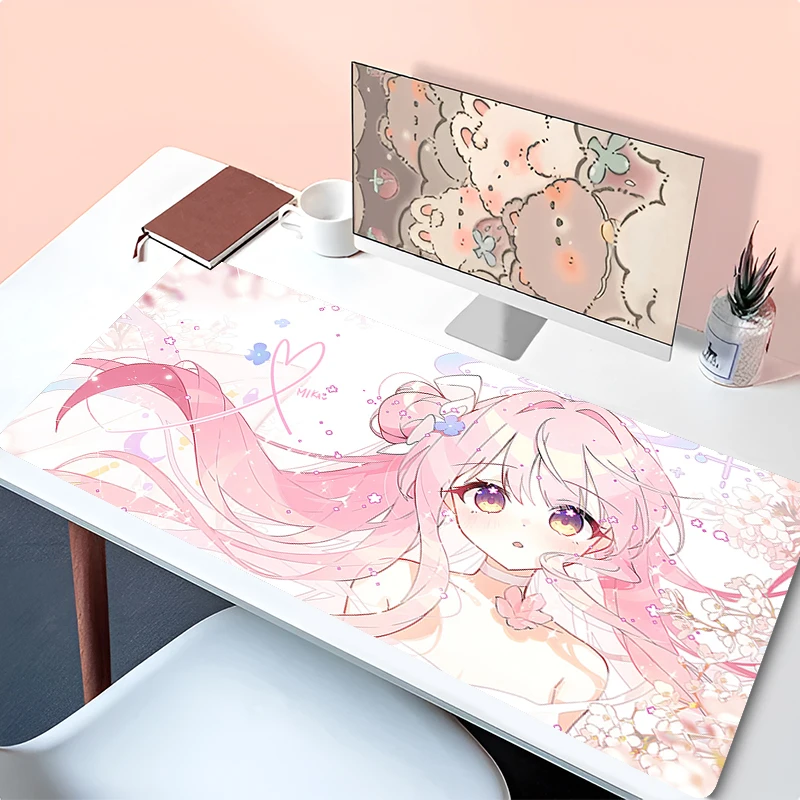

Mouse Pad Laptop Anime Pink Sakura Keyboard Pad Blue Archive Gaming Accessories Desktop Mat PC Kawaii Girl Misono Mika Mousepad