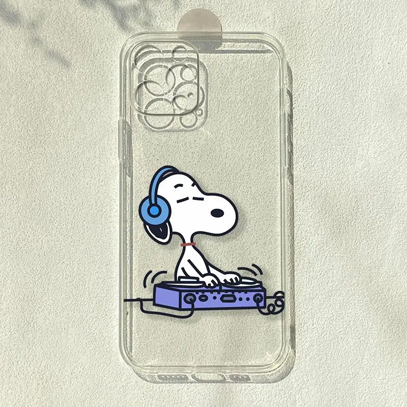 Amusing DJ Snoopy Silicone Phone Case For iPhone 11 12 13 14 15 Pro Max 7 8 Plus X XR XS MAX Mini Y2k Cartoon Anti Fall Cases