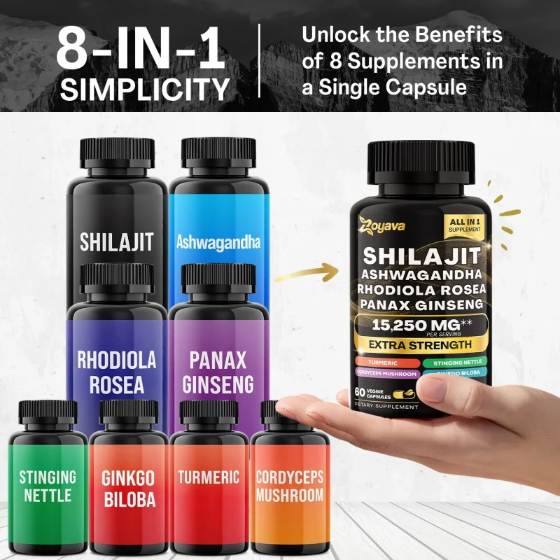 8-in-1 Supplement High Strength 15250 mg* Energy & Vitality Per Serving, Immune Support Embrace the Power of 8