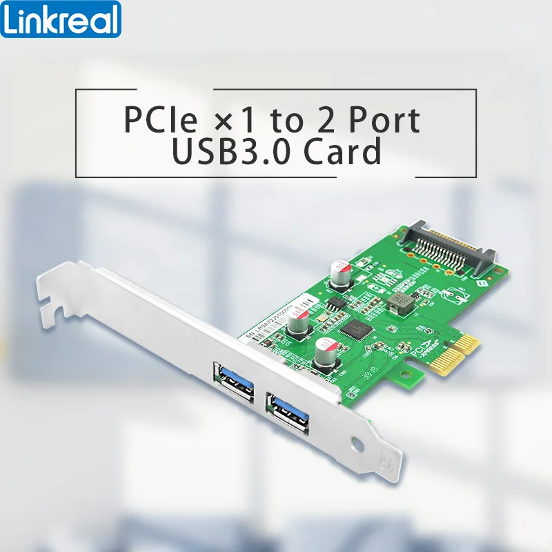 Linkreal 2 Cổng USB3.0 Loại-Một Mở Rộng Bộ Điều Khiển Adapter Thẻ Với Siêu Tốc Độ 5 Gb/giây-LRSU9A72-2A