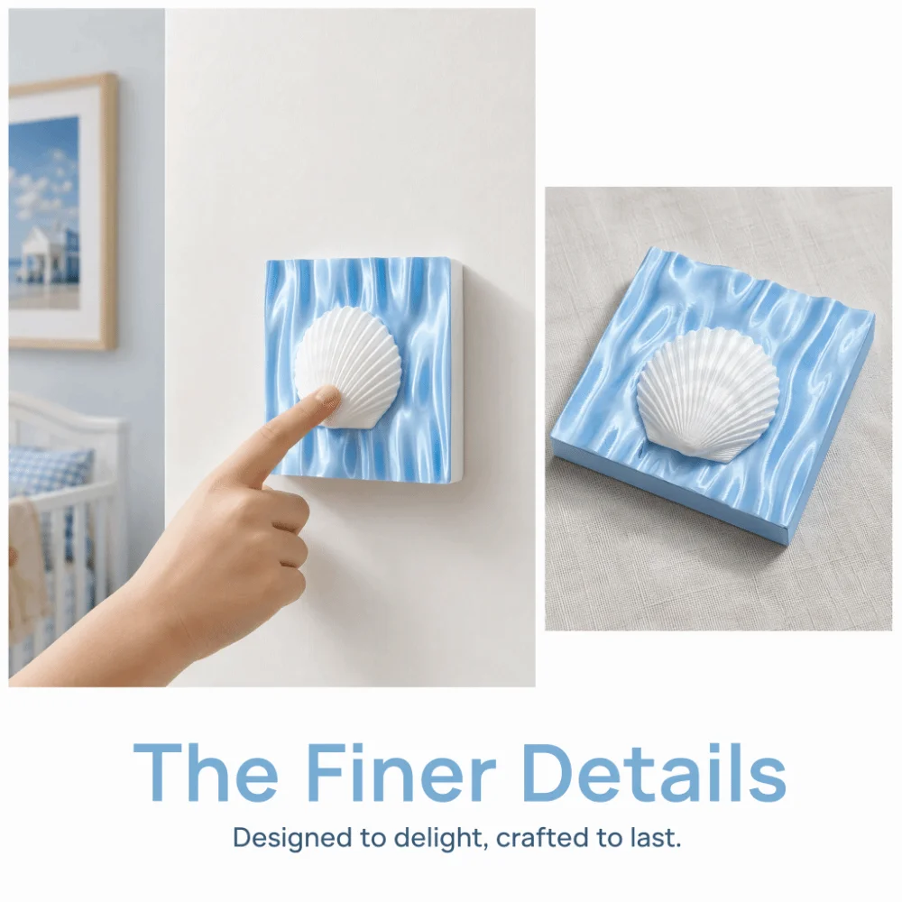 3D Printed Light Switch Protector Three-Dimensional Shape Blue Water Ripple Light Switch Cover Ocean Themed