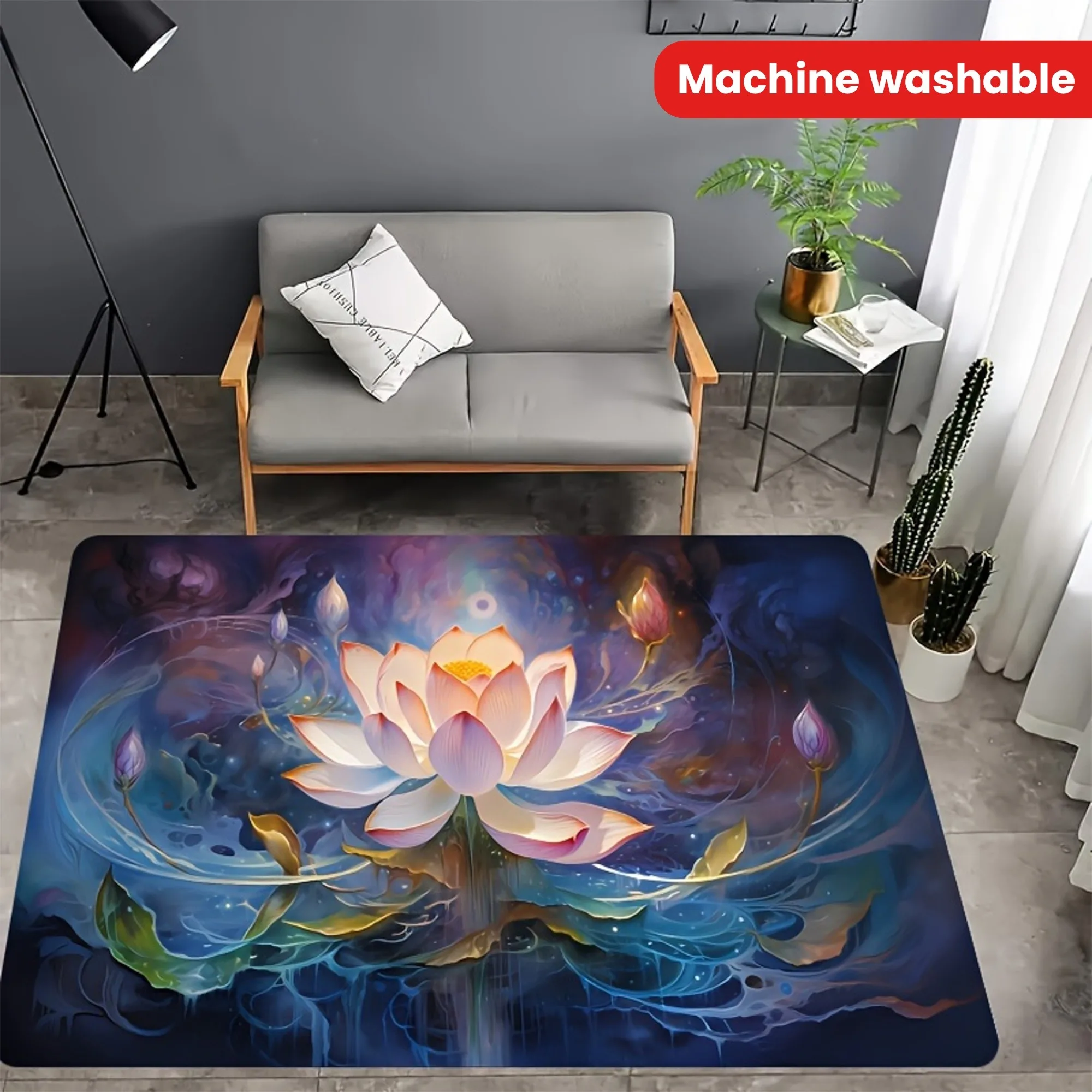 

1PC Lotus Pattern Kitchen Rugs Non-Slip Home Door Mats Pop design Bathroom Rugs Bath Mat Carpet for Home Sink Laundry Decor