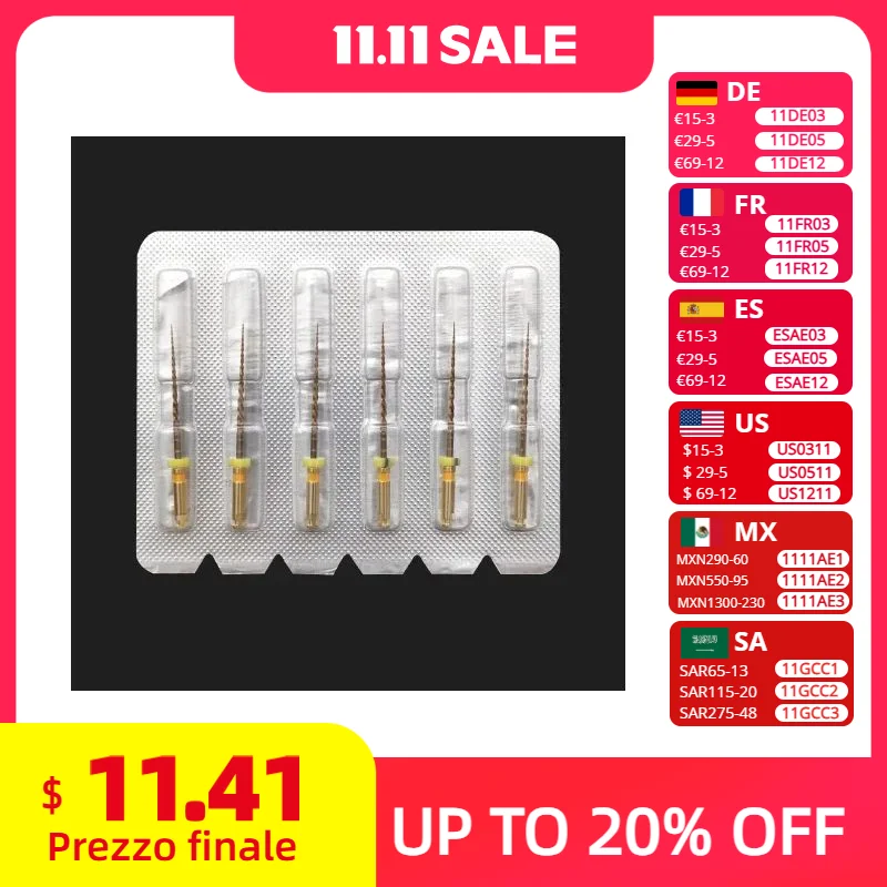 

Стоматологические волны, золотые One файлы, первичные, маленькие, средние, большие, возвратно-поступательные файлы, 6 шт./упаковка, стоматологические эндонтические, NITI-файлы, эндодонтическая стоматология