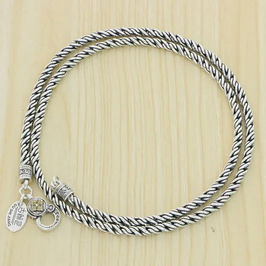 

Worn Fried Dough Twists Chain Sterling Silver Vintage All Body Silver No Pendant China-Chic Chain S925 Sterling Silver Male Silv