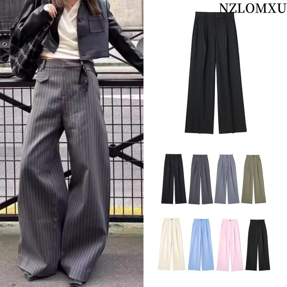 

Women's Pants High waist Trousers Office outfits Suit PantsBaggy Black Pink Woman Formal Pants