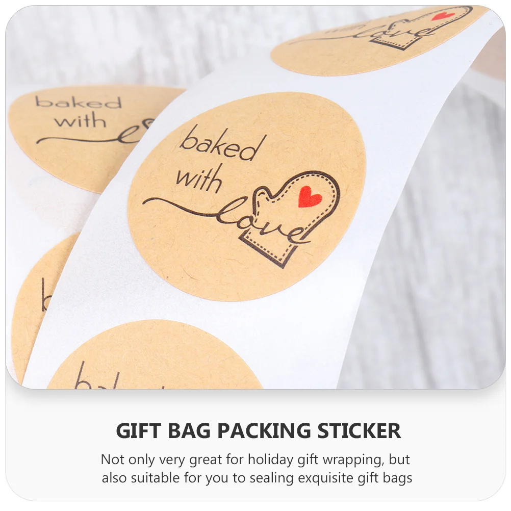 1 Roll Gift Bag Kraft Sticker Packing Sticker Roll for Biscuit Bread Envelope Seal Decorative Use