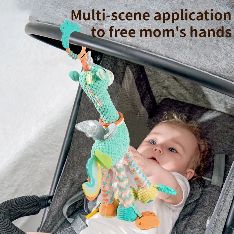 Babyrammelaars Mobiles Cartoon Dierenspeelgoed Grip Training Wieg Bel Wandelwagen Hangende bel Giraffe Hanger Speelgoed Pluche babyspeelgoed
