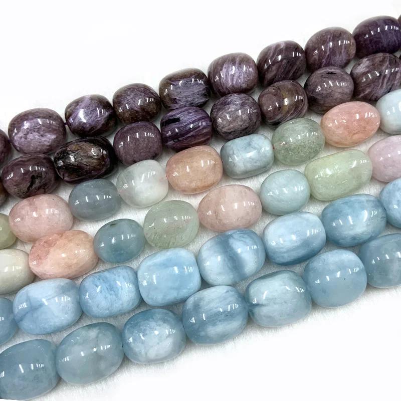 Natural Charoite Morgan Aquamarine Stone Beads 15'' Freeform Potato DIY Loose Beads For Jewelry Making Beads Bracelet Necklace