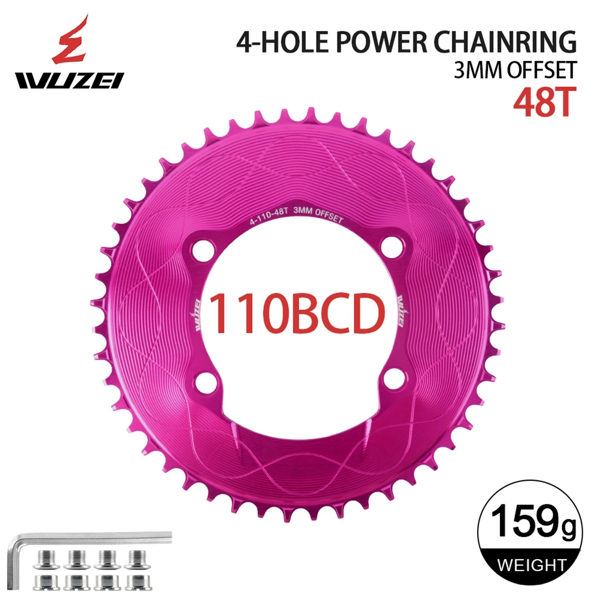 WUZEI 110BCD Rennrad Kettenblatt 8 9 10 11 12S Fahrrad Kettenblatt 40T 48T 58T Schmales breites Kettenrad für Shimano R7000 R8000 R9100