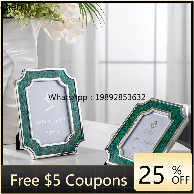 ZML Luxury Stone Photo Frame Ornament Wedding Diamond-Encrusted Display Stand Bedroom Living Room Portrait Photo 6inch 7inch