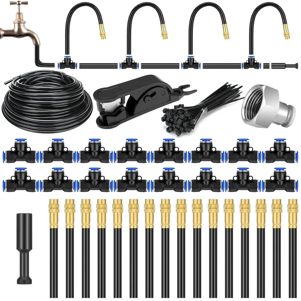 

98 t Bendable Drip Irrigation Kit 360 Degree Adjustable Automatic Watering System with 5/16 Inch TuHose Misting Nozzles aucet Ad