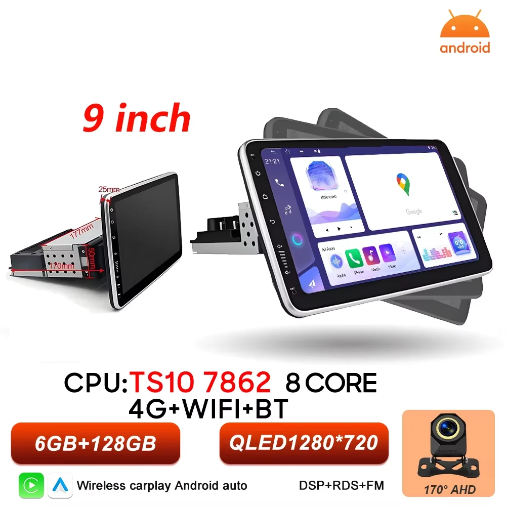 Android 16 10.1inch Universal Single Rotation Car Radio Car Android 16 10.1inch Universal Single Rotation Car Radio Car