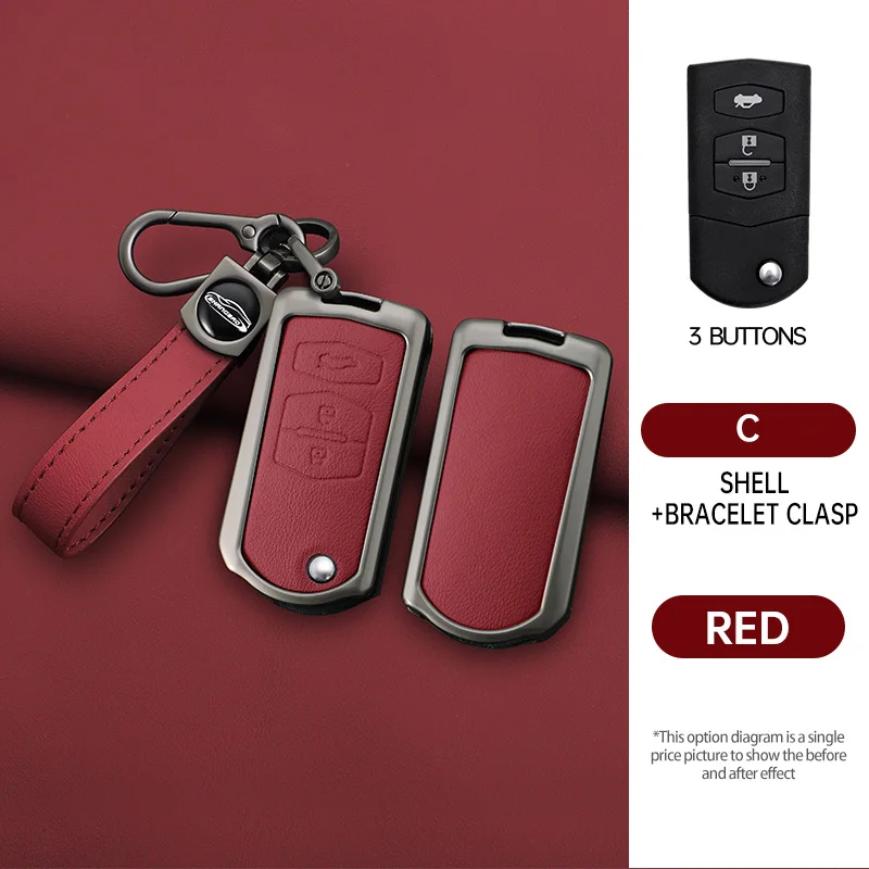 

Car Remote Key Case Cover For Mazda Demio 2 3 5 6 M3 M5 M6 CX-5 CX7 CX9 RX8 MX5 MPV Zinc Alloy Leather Auto Keychain Accessories