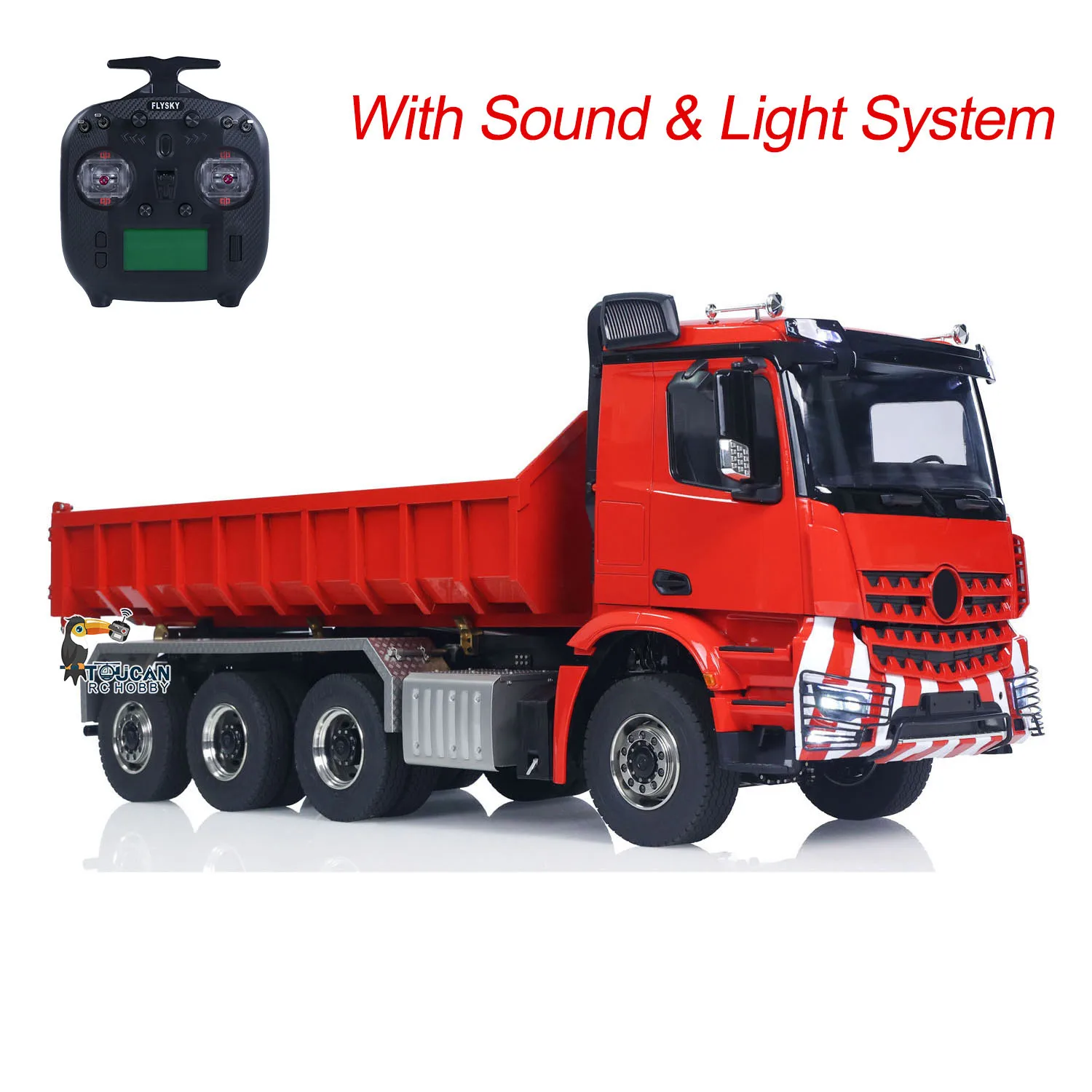 โลหะ 8x8 1/14 RC ไฮดรอลิก Roll On Off รถบรรทุก Dumper เต็มรูปแบบรีโมทแสงเสียง 3 ความเร็ว Tipper รถยนต์ของเล่น