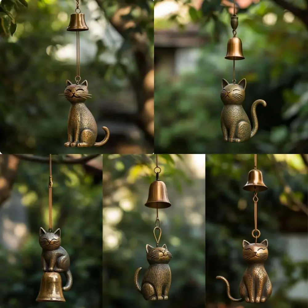 

Creative Cat Wind Chime Retro Bell Decorations Pendant Wind Chimes Yard Decor Quiet Wind Chimes Unique Cat Garden Decor