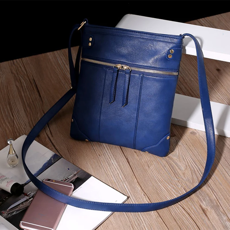 Women Rivet Tassel Crossbody Shoulder Pu Leather Bag Purse Outdoor Travel New Crossbody Bag with Copper Zipper Front Pocket