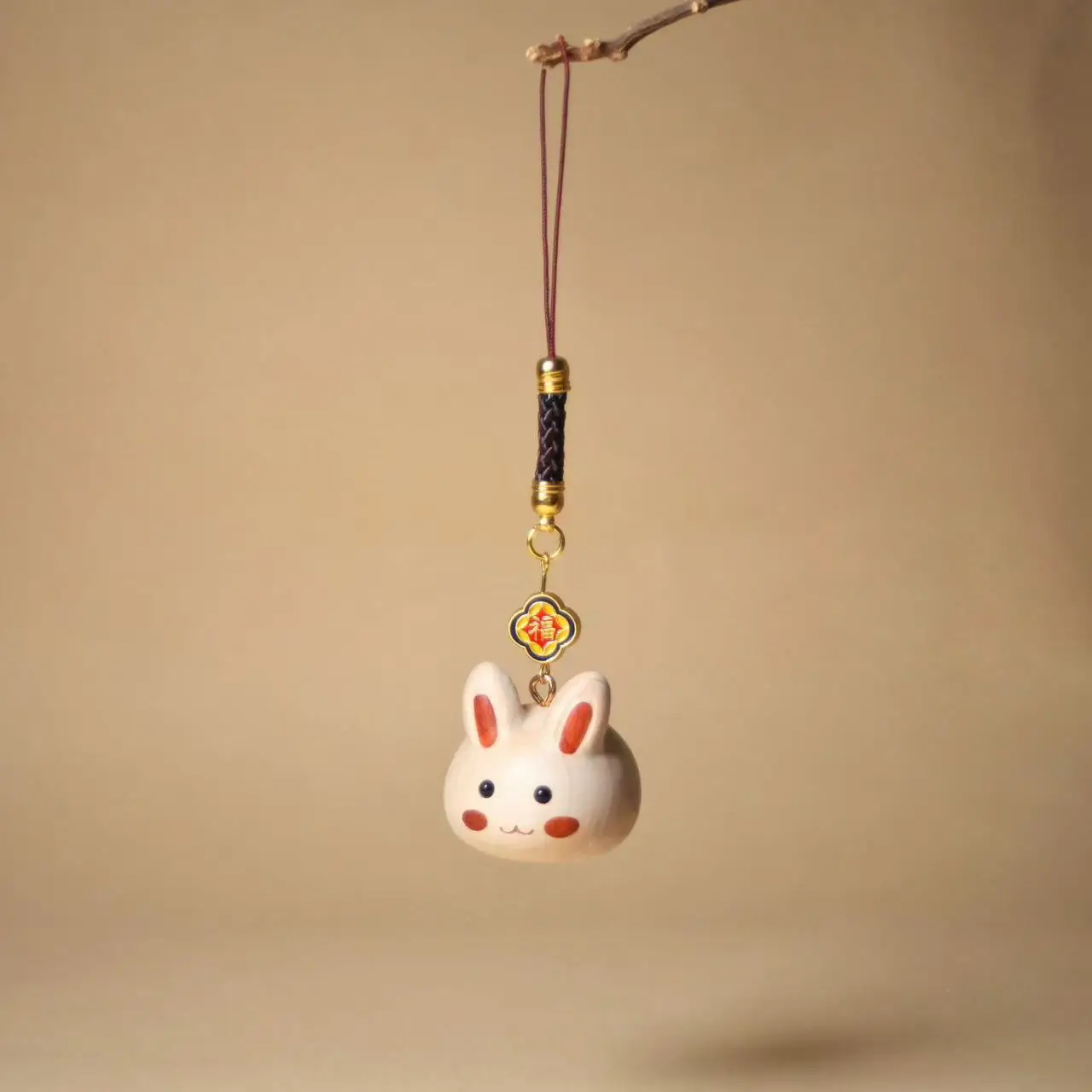Wood Carved Rabbit Simple Trendy Bag Charm Cute Animal Decor Phone Lanyard Keychain Craft College Style Souvenir Gift