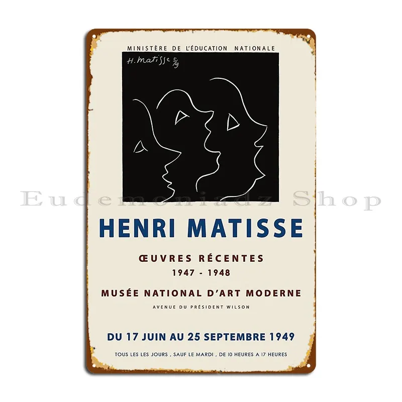 Henri Matisse Exhibition Poster For Musee Nationale D Art Moderne In Paris 1949 Metal Sign Garage Personalized Classic