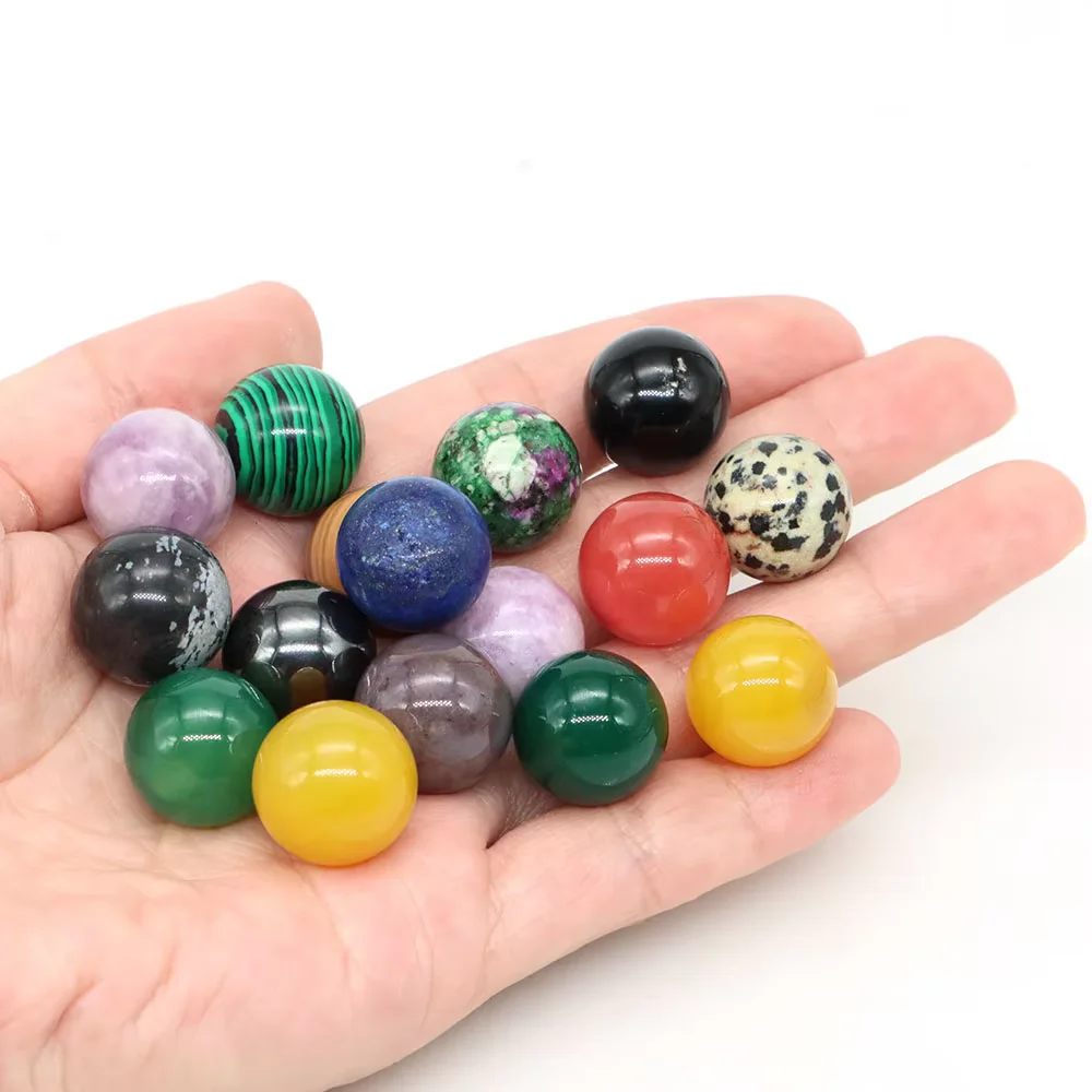 16mm Mini Natural Stone Crystal Round Ball Beads Reiki Healing Quartz Sphere Amethyst Agate Mineral Specimen Globe Home Decor