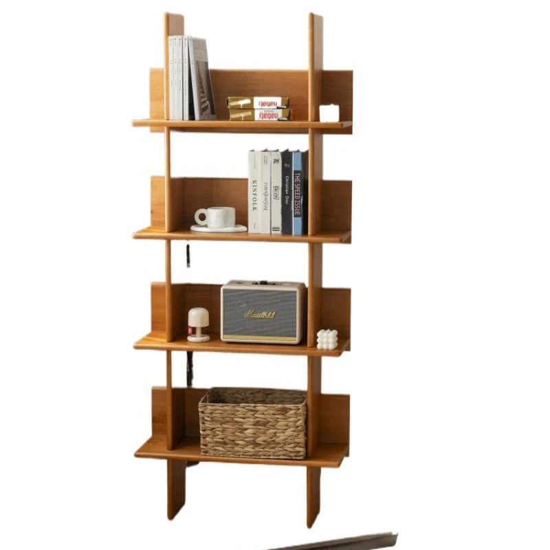 Nordic solid wood multi-layer storage rack, medieval creative storage rack against the wall