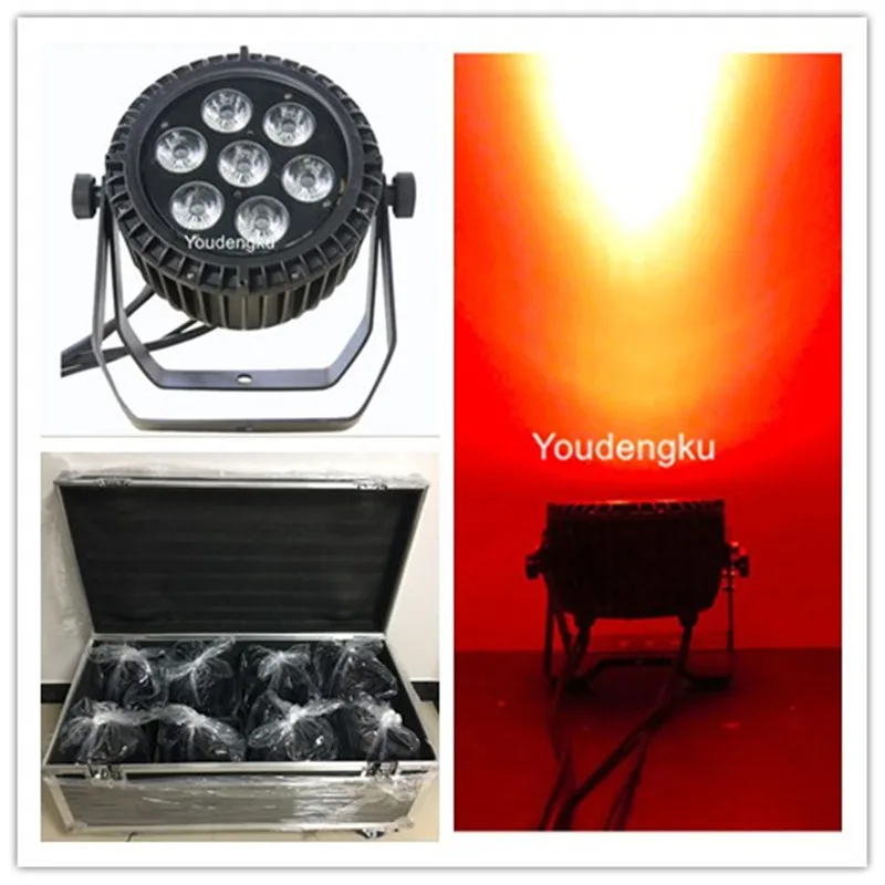 8 pieces with case led flat par light ip65 led stage light waterproof outdoor RGBWA dmx par light