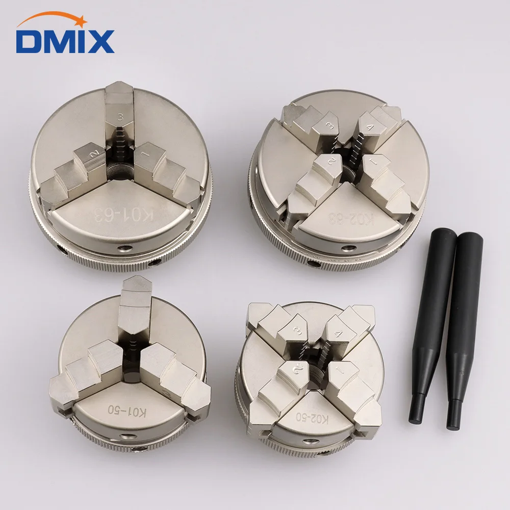 DMIX K01-50 K01-63 K02-50 K02-63 4 Jaw Self-Centering 3 Jaw Self-Centering Manual Scroll Mini Wood Lathe Chuck