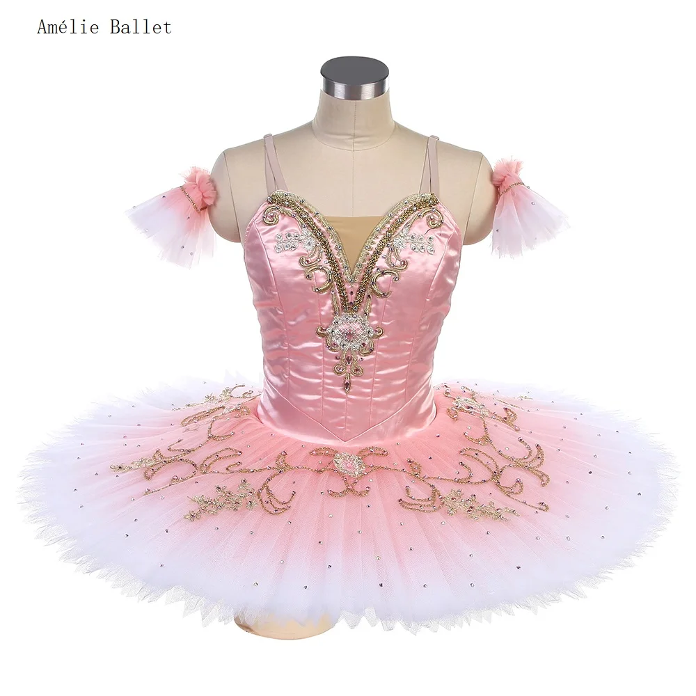 B23078 Customized Pancake Tutu Ombre Pink Professional Ballet Dance Tutu Girls & Women Performance or Competition Costumes