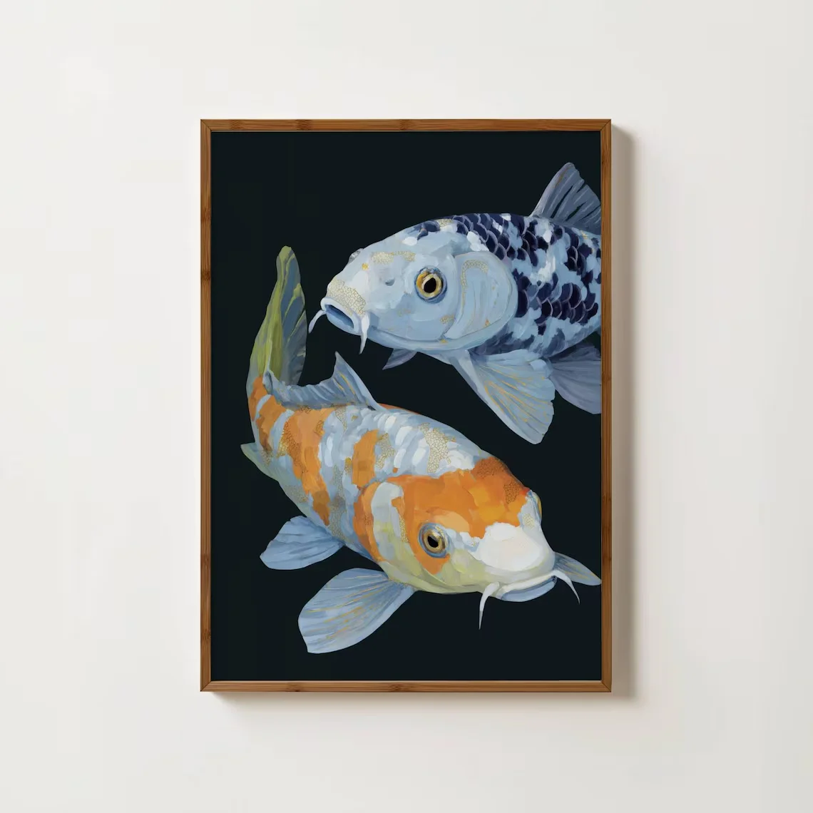 Koi Fish Print, Modern Fish Art, Dark Nature Art, Koi Fish Wall Art, Moody Animal Wall Art, Fish Illustration, Koi Fish Poste