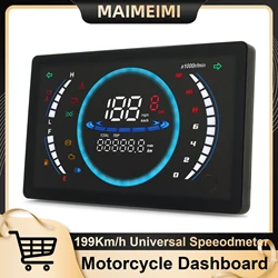 12V Universal Large LCD Dashboard Motorcycle Speedometer Tachometer Motobike RPM Fuel Board With Sensor 199km/h Total Mileage