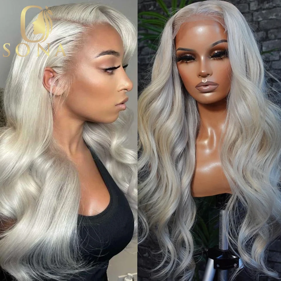 13X4 Platinum Ash Blonde Lace Front Wig Transparent Colored Human Hair  613 Lace Frontal Wig for Women 30 Inch Honey Blonde 13X6