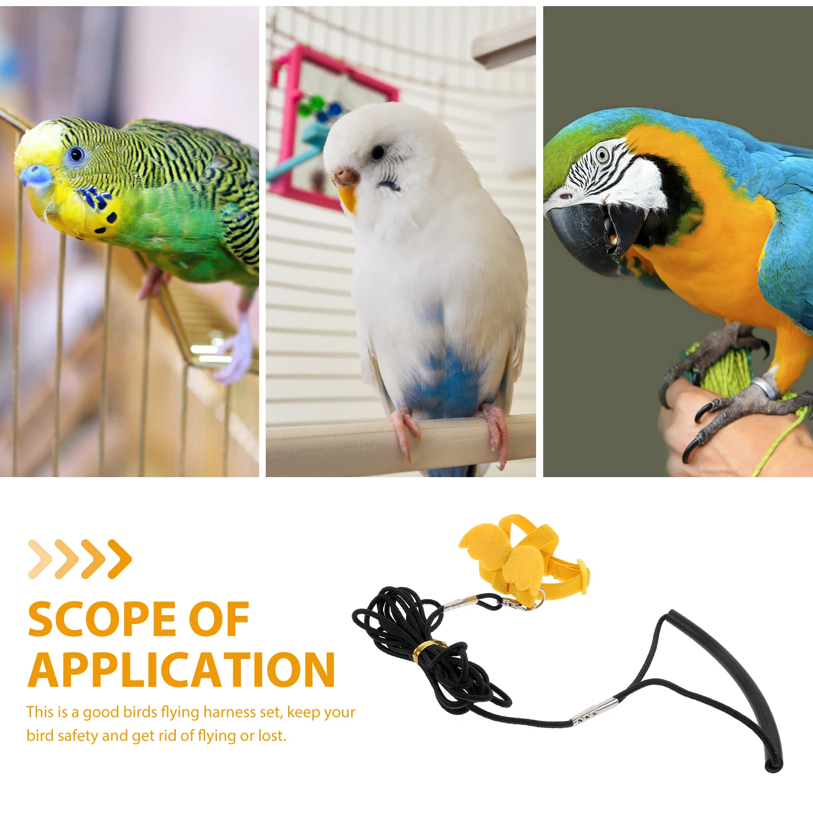 

Bird Rope for Parrot Cockatiel Yellow Adjustable Outdoor Flying Leash Reusable Lightweight Pet Bird Leash