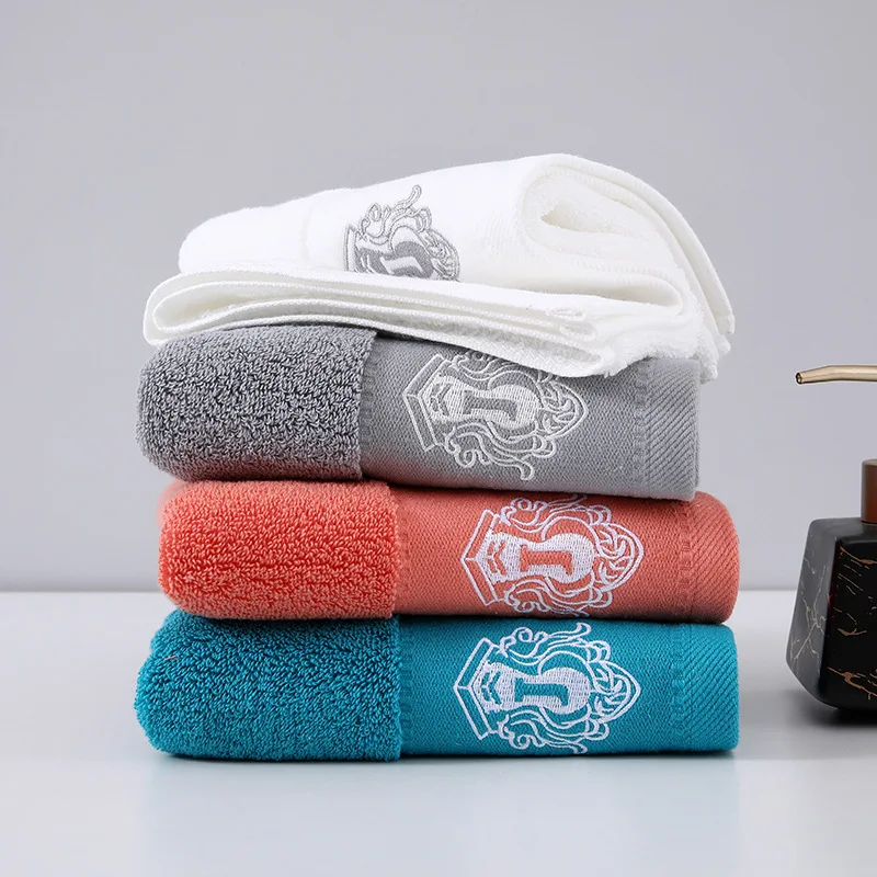 Soft Absorbent Quick-Dry White Cotton Face Towels with Letter J 1/4/6pcs Set Household Bathroom Towels for Daily Washing