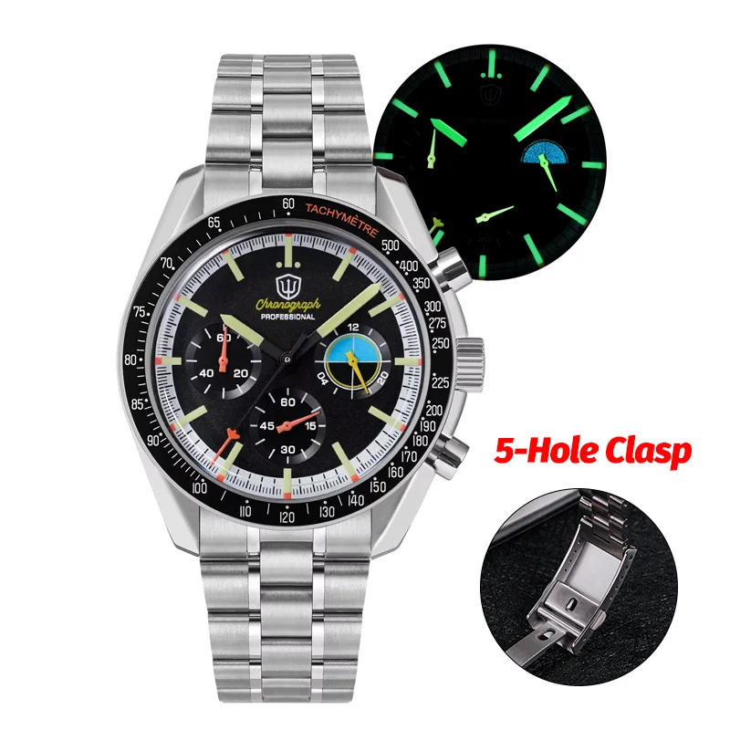 Watchdives WD1863 Quartz Watch 39Mm New Panda VK63 Multifunctional