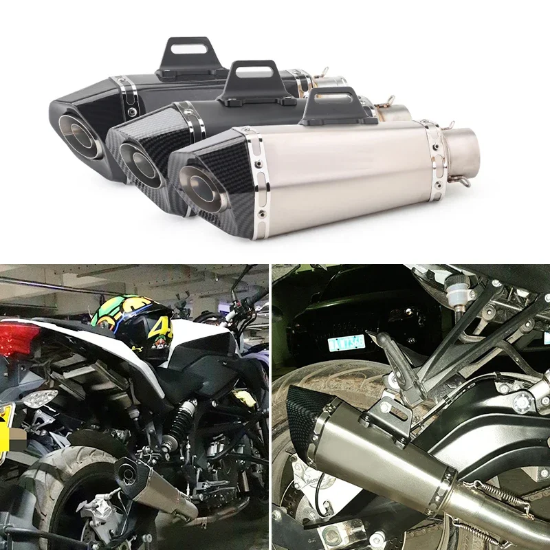 

Universal 51mm Inlet Motorcycle Exhaust R11 Muffler with DB killer for R3 R25 Z400 Z900 MT07 MT09 ninja650 Z750 Z800 mt03 R6