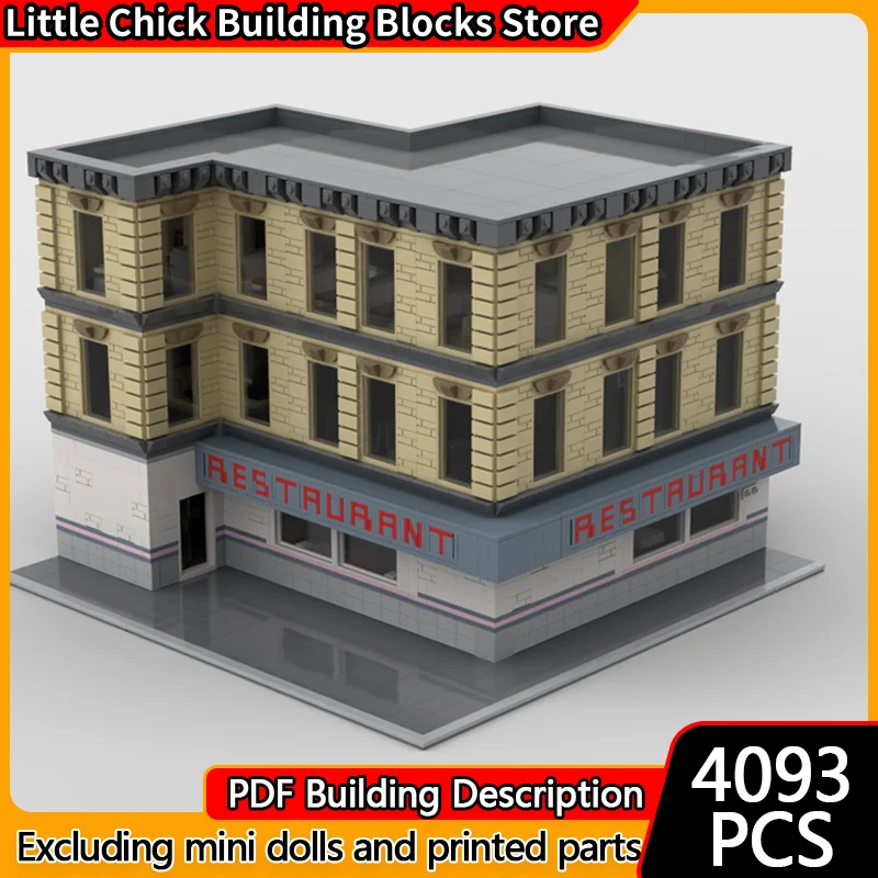 

City Street View Model MOC Building Bricks Restaurant Corner Modular Technology Children Holiday Gifts Assemble Toys Suit