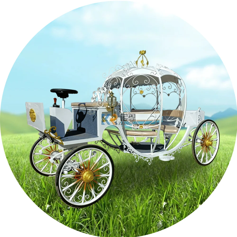 4 Wheels Electric Royal Wedding Carriages Cinderella Horse Drawn Carriage Buggy Sightseeing Vintage Horse Wagons Carts for Sale