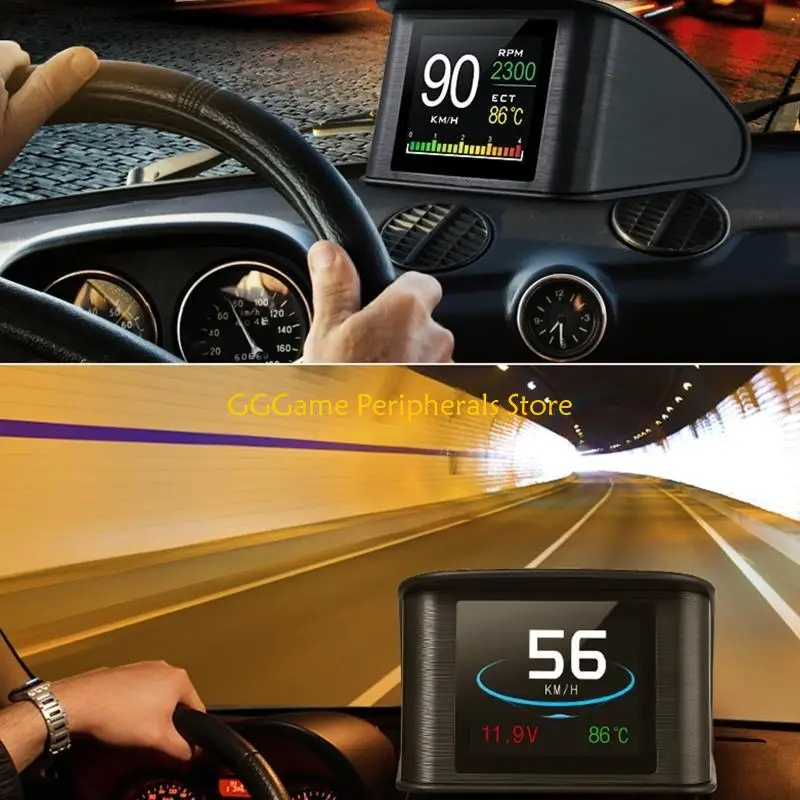 U55B HUD Car OBD2 Head-up Water Temperature Low Alarm LCD Code Meter Display
