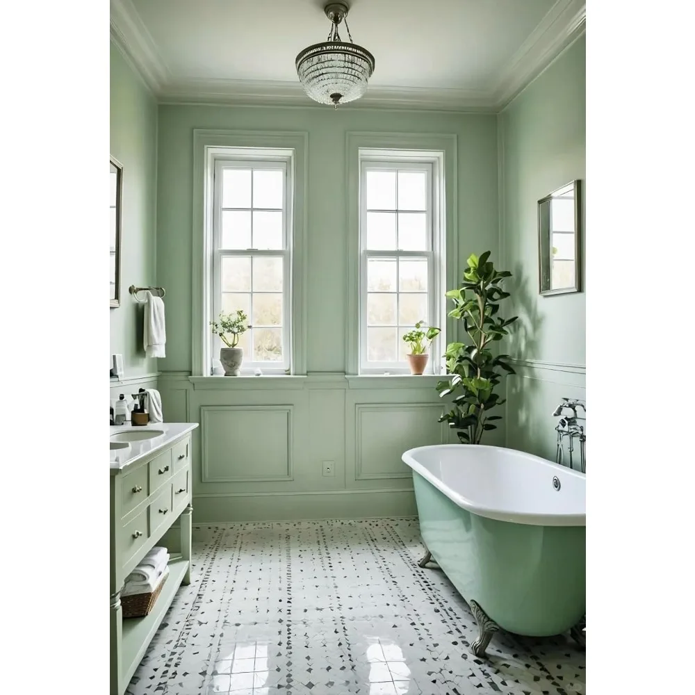 ورق جدران أخضر قابل للتقشير واللصق - حديث ذاتي اللصق، قابل للإزالة، محكم، مناسب للإيجار للجدران مقاس 787 × 17.7 بوصة