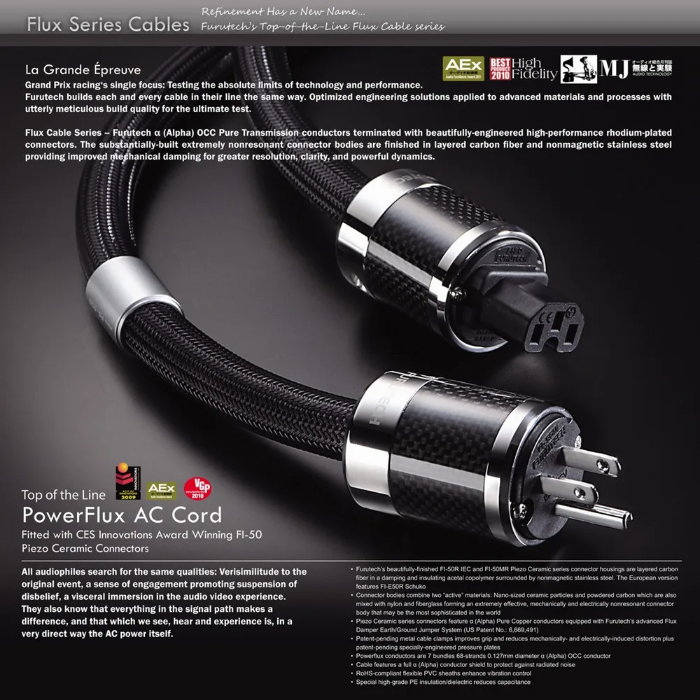 Furutech Alpha PS-950-OCC เรือธง Hi-End AC Power blasifier HIFI Power CABLE FI-50ปลั๊กคาร์บอนไฟเบอร์สินค้าผลิตในญี่ปุ่น