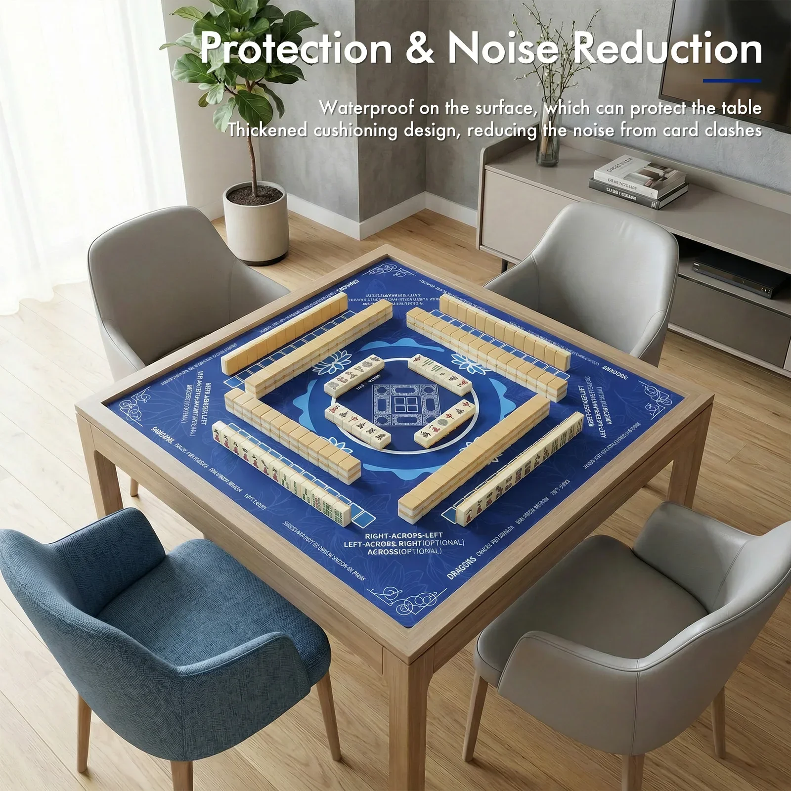 Mahjong Mat 80x80CM Mahjong Playing Mat Foldable Noise Reduction Mahjong Game Cloth with Storage Bag Anti Slip Decor Table Cover