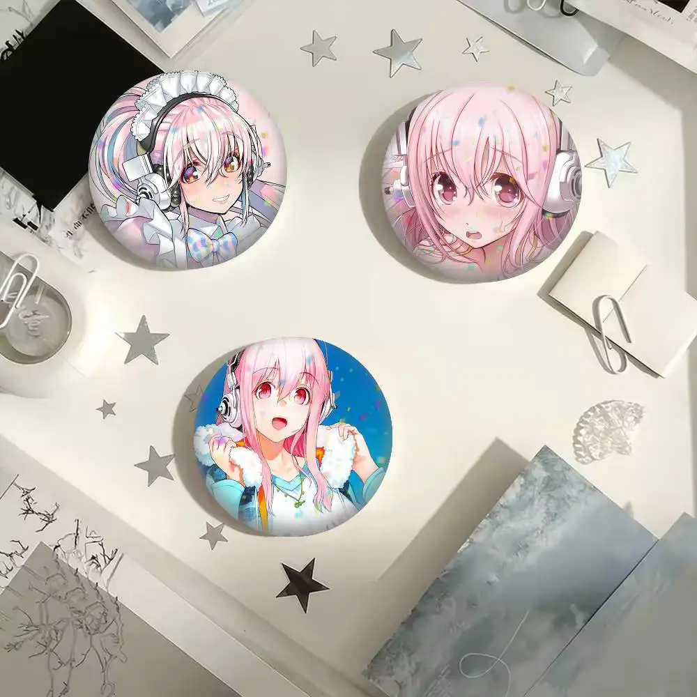 cosplay Super Sonico  25mm 32mm 44mm 58mm 75mm Brooches Badges Pins for Accessories Gift
