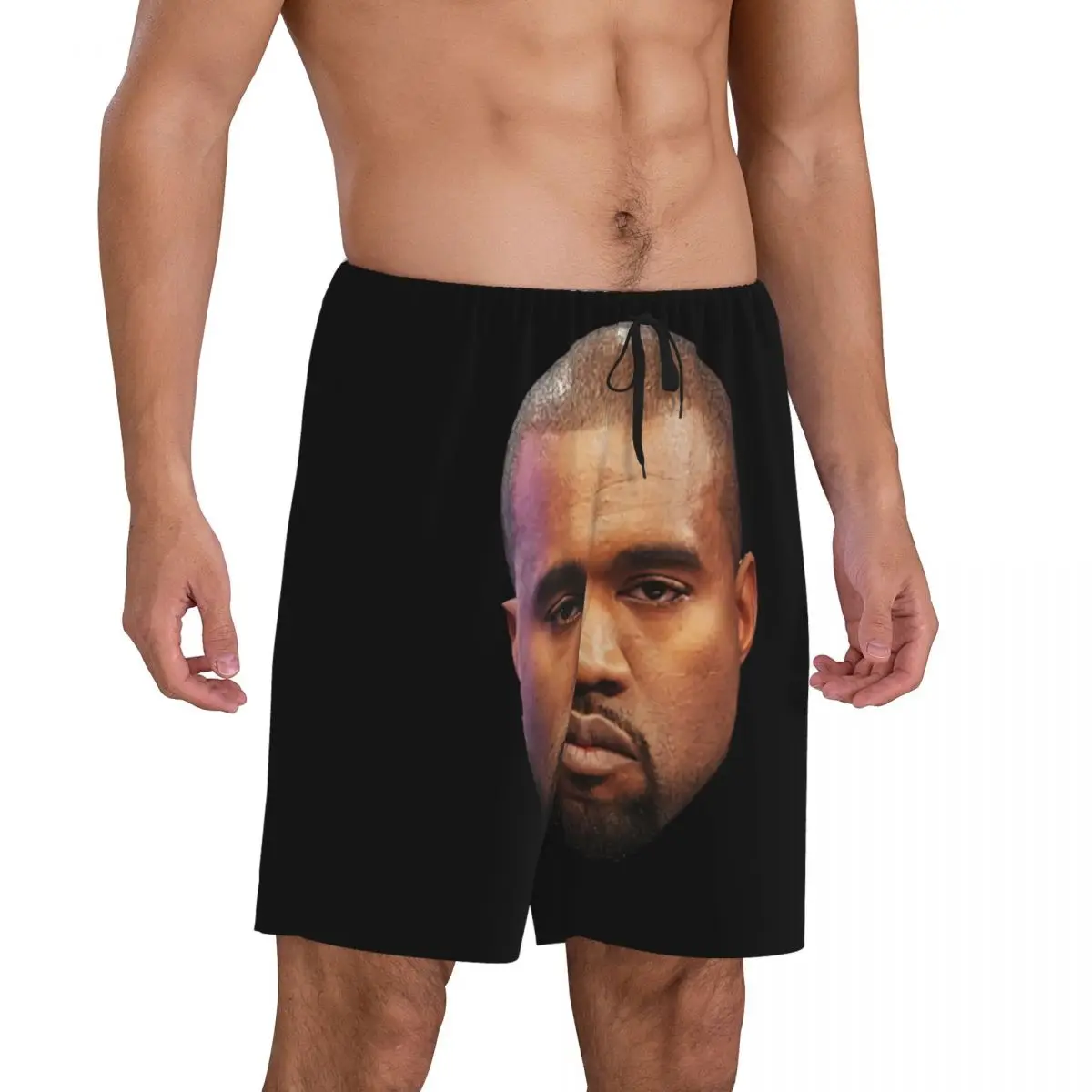 Custom Funny Kanye West Meme Pajama Shorts Sleepwear Men Elastic Waistband Rapper Music Producer Sleep Short Pjs with Pockets