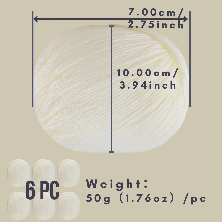 6pcs 6-strand Yarn Soft Skin Friendly Without Irritation Suitable for Crocheting Knitting Sweaters Scarves Hats Or DIY 1.76oz/pc